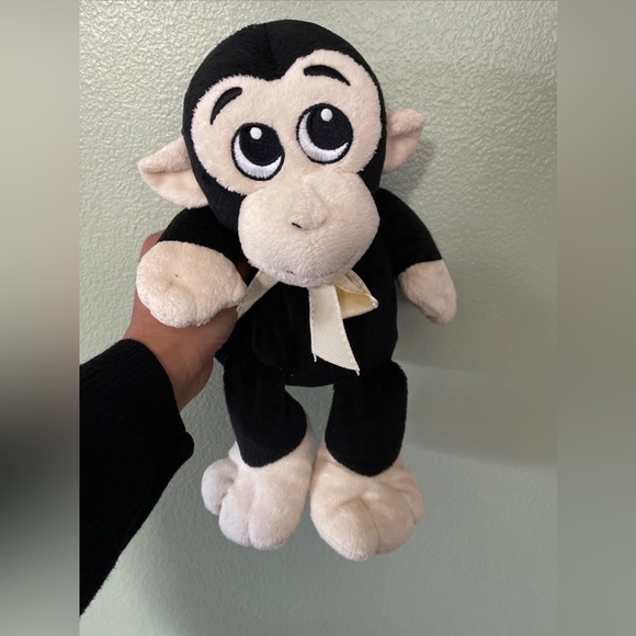 Anico Black Monkey Kids Plush Stuffed Animal Soft Toy Beige Bow Used - Picture 8 of 8